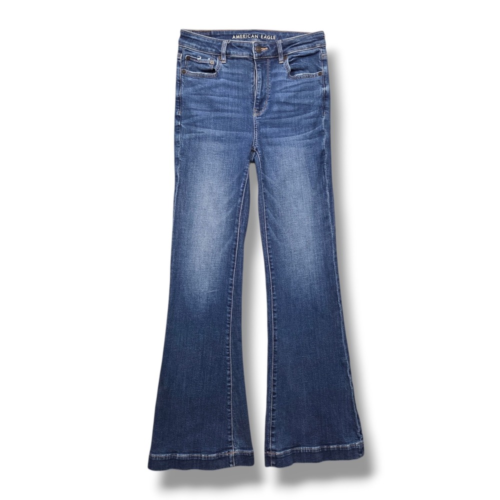 American Eagle Super High Rise Flare‎ Jeans Womens 4 Stretch Denim